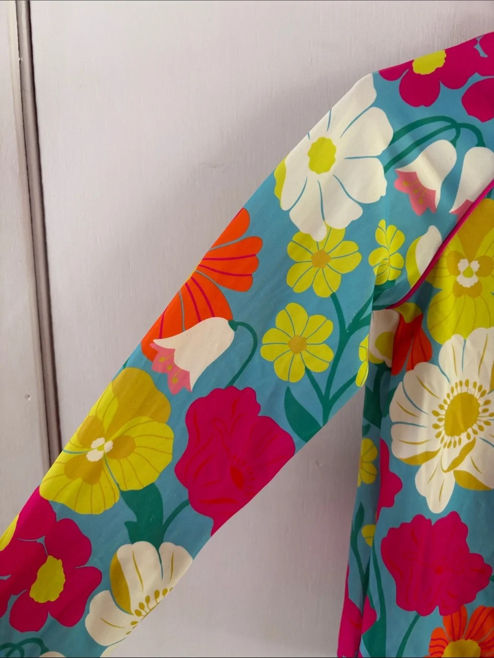 Boden turquoise floral print long sleeve sunsafe top Size 5-6 years